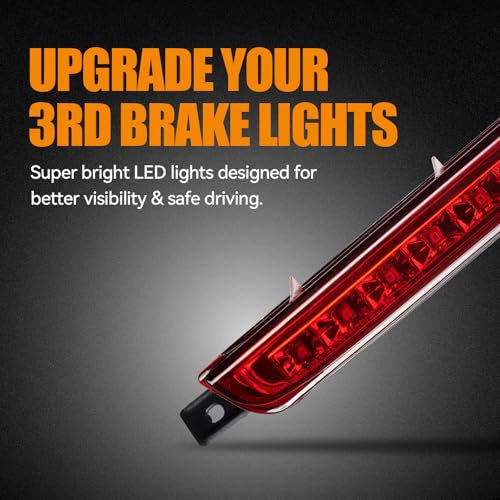 Image of Third 3rd Brake Light LED for 2007 2008 2009 Chevy Equinox, High Mount Rear Brake Lights Assembly for 07 08 09 Pontiac Torrent, Waterproof Center Cab Lamp Stop Light (Red)