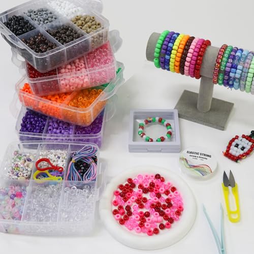 Kits de fabricación de pulseras con cuentas de plástico redondas para joyería 6