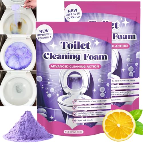 2PCS Toilet Cleaner Toilet Cleaning Foaming Powder Foam T/oilets Powder F/oam T/oilets Cleaner No Touch To/ilets Cleaning P/owder To/ilet Bowl C/leaner Limescale Remover