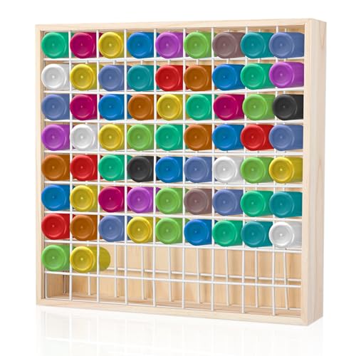 Gisafai Wooden Craft Paint Storage Organizer Vertical Bottle Rack Wall ...