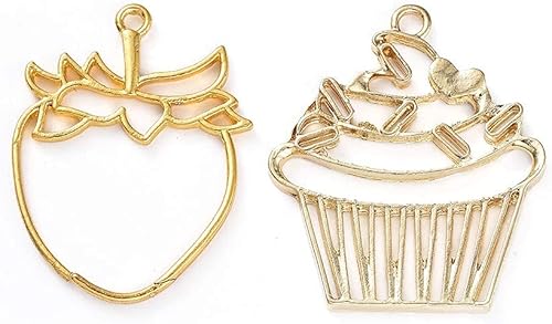 Vista 103 de Dijes de bisel de espalda abierta de estilo surtido, colgantes de marco hueco de metal, dijes de flores prensadas para hacer joyas de resina UV DIY