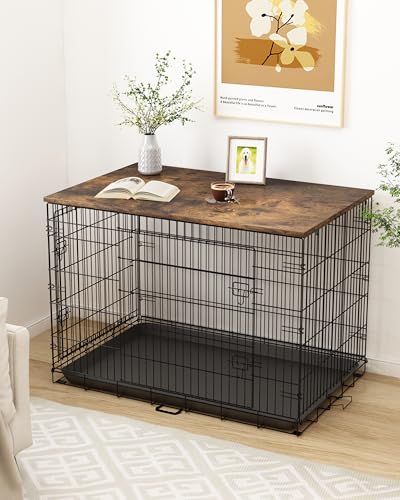Piskyet Dog Crate Topper Wood Countertop for 48 42 36 30 24 inch Dog Cage, Dog Crate Cover,Dog Kennel Topper(Crate Not Include) (Rustic Brown, for 42 Inch Crate) - Image 6