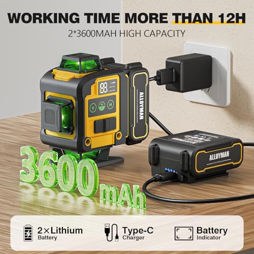 Image of Alloyman Laser Level with Tripod, Laser Level 4x 360 Self Leveling