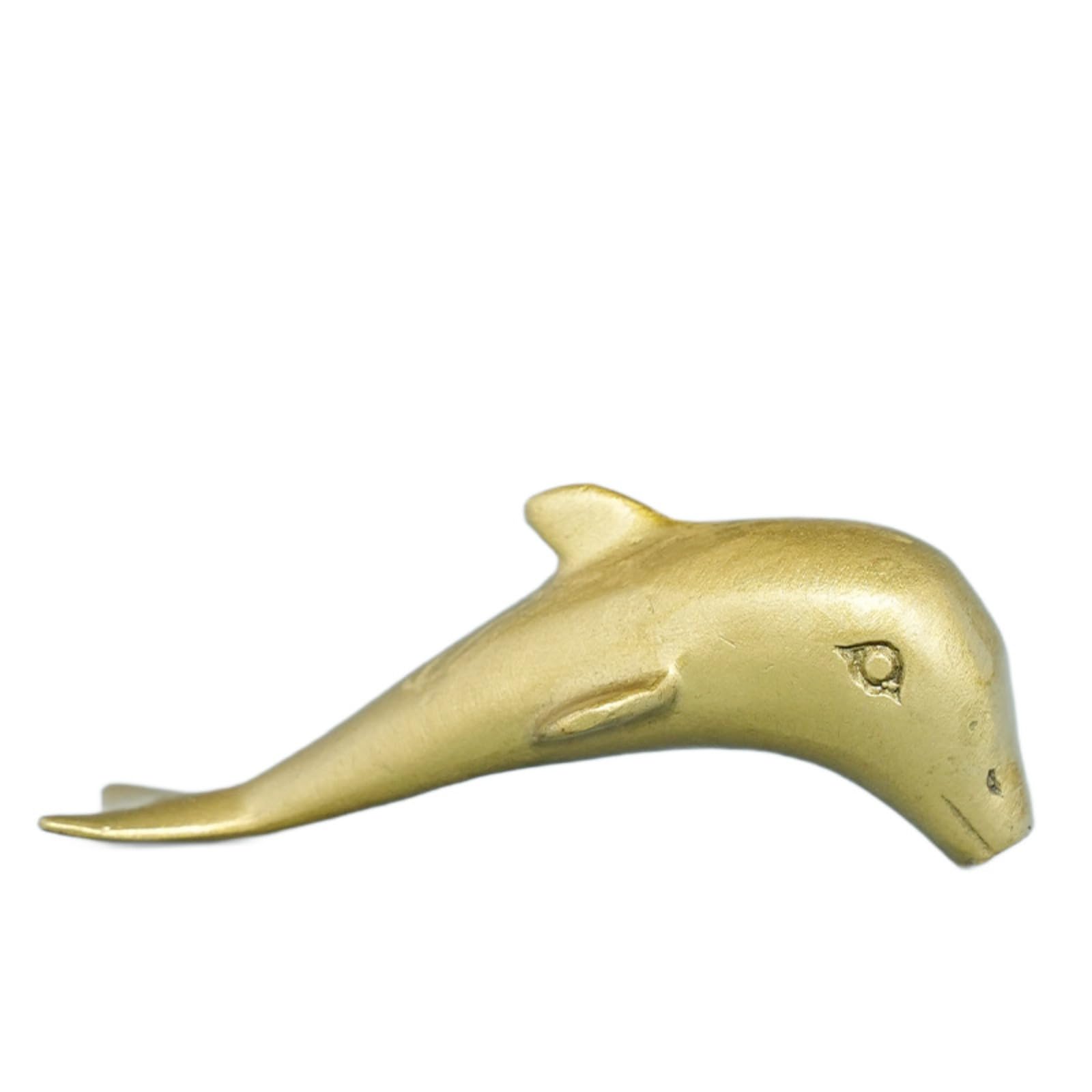 NGDFGR Brass Marine Animals Dolphin Miniature Statue,Metal Realistic Dolphin Sculpture Desktop Ornament Home Bonsai Micro Landscape Decr Accessories