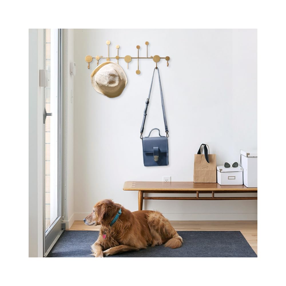 Balama Gold Hakenleiste aus Metall mit 6 Haken, 59,5 x 3 x 23,5 cm, Garderobenleiste Kleiderhaken Wandgarderobe Handtuchhaken Mehrzweck