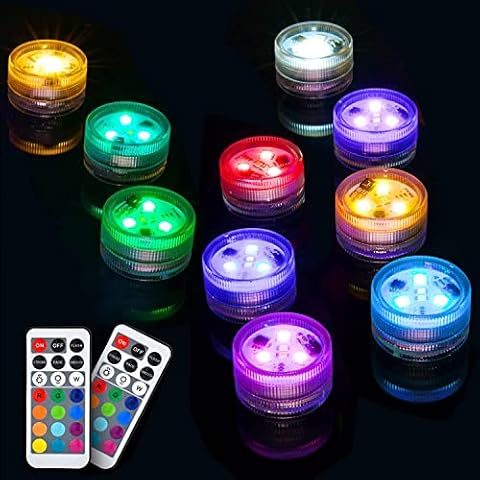 Hot Tub Lights - Submersible Battery Operated Waterproof Pool Light with Remote Control for Tea Candle Jack-O-Lantern Underwater Pumpkin Shower Pond Fountain Aquarium Halloween Christmas 10pcs Cover