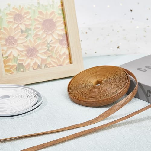 GORGECRAFT 8mm X 10m Rattan-Webmaterial Gurtband Korbgeflecht Schilfrohr Synthetisches Rattan Gewebtes Möbel-Reparaturset Kunststoffrohrbefestigung Für Garten Terrasse Stuhl Versorgung Goldfarben