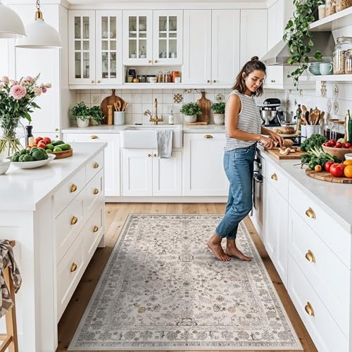 Tapete lavable 4x6 para cocina antideslizante beige miniatura 3