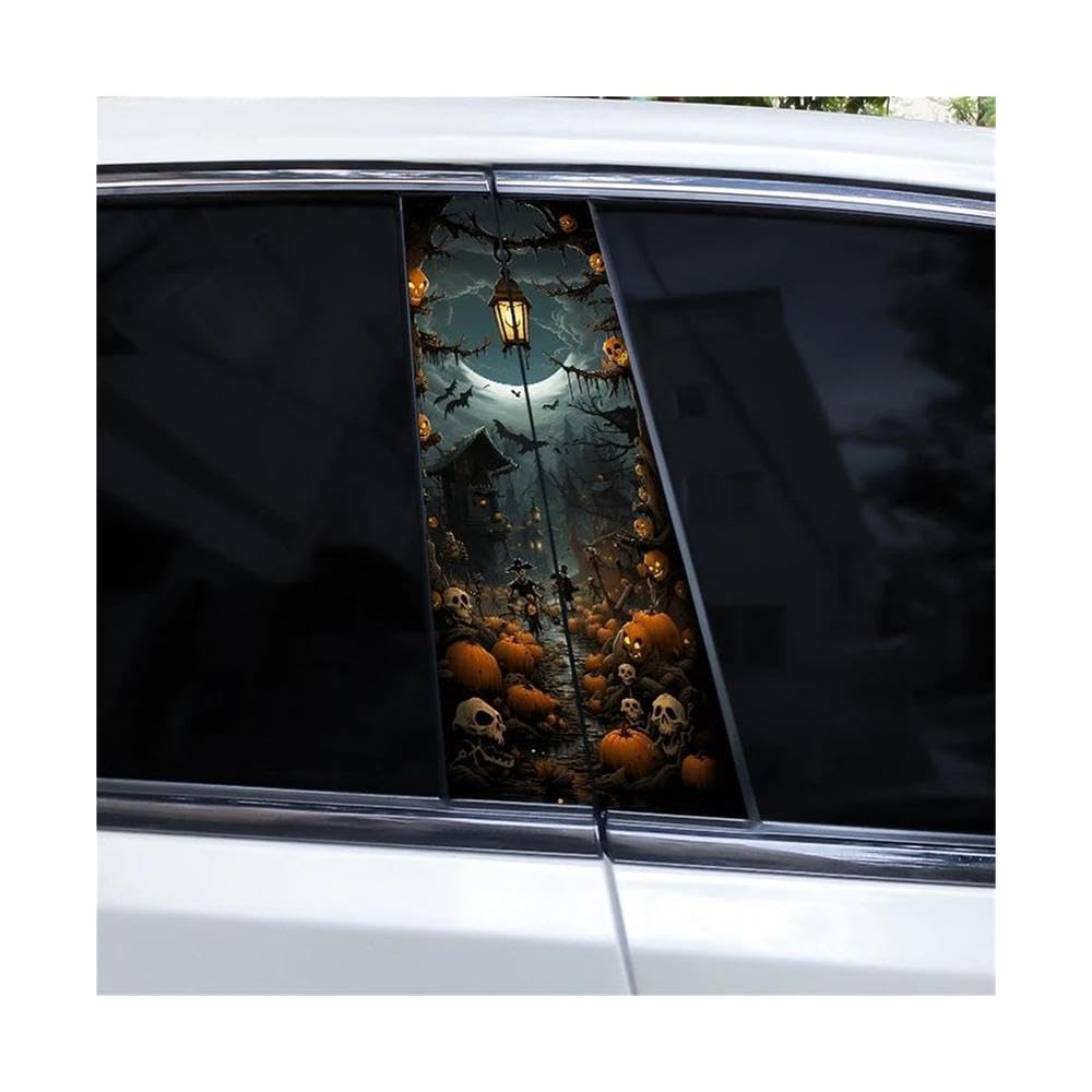 Body Parts 2pcs Halloween Car B-Pillar Stickers Horror Skull Stickers Car Window Pillar Stickers(C)