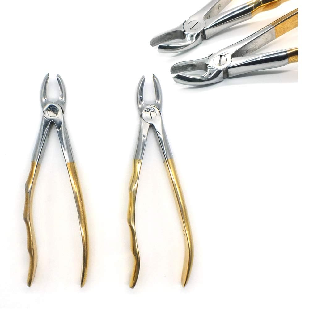 ADDLER Dental Forcep Upper Molars Left/Right (17, 18) Golden Handle Easy Finger Grip Qty - 2. LIFE TIME ANTI RUSTING WARRANTY.-image-9