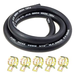 Laixin 5/16” Zoll Ø 8 mm Kraftstoffgasleitung Kit 1 Meter Benzinschlauch mit 5 Stücke Schlauchschellen für Boot Marine Gas Diesel Benzin