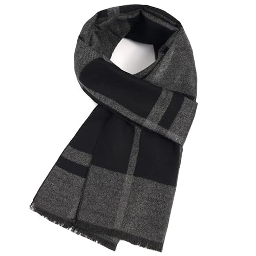INOGIH Mens Fall Winter Long Plaid Soft Cashmere Scarf with Tassel for Daily Life
