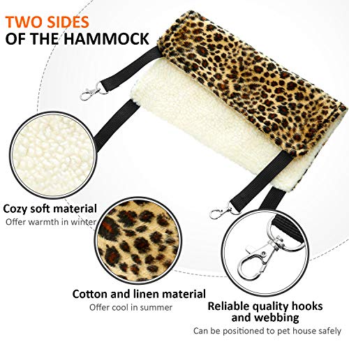 4 Pieces Rat Hammock Ferret Hammock Rat Toys Guinea Pig Cage Hammock Rat Hammock For Cage Rat Cage Accessories(Leopard, Zebra, Black And White Dots, Camel) #TOP1