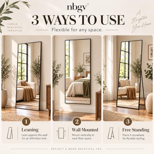 NBGV 58"x21" Full Length Mirror, Floor Mirror Full Length Black - image 8