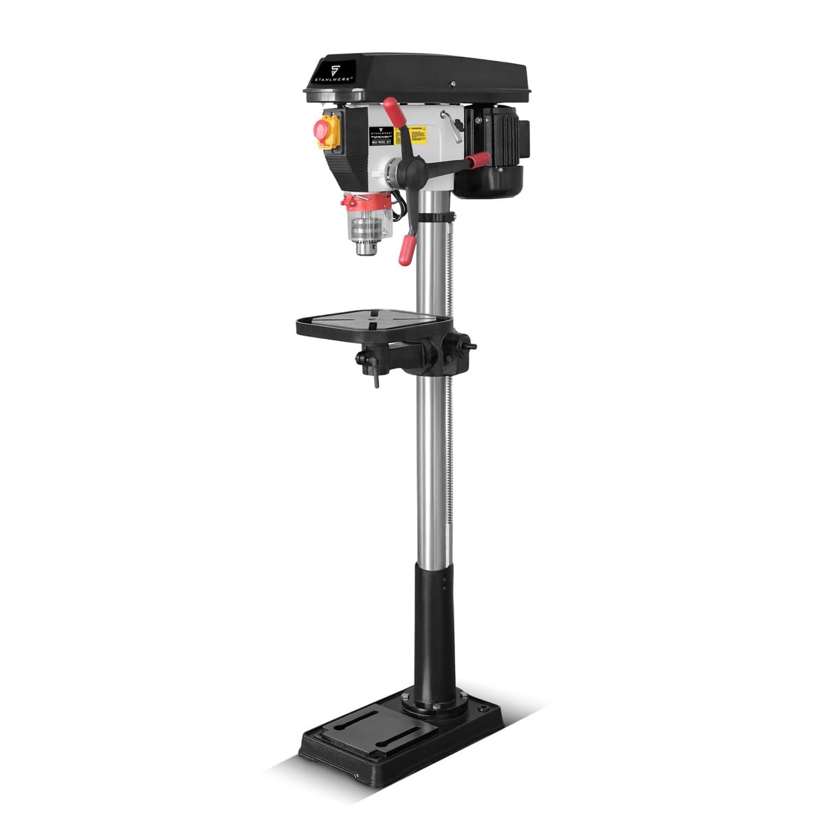 STAHLWERK Säulenbohrmaschine 900 W – Bohrdurchmesser Ø 5-20 mm, 280-2.380 U/min, präzise Standbohrmaschine für Heimwerker und Metallbauer, robuster Bohrtisch und Metallfuß für stabilen Stand