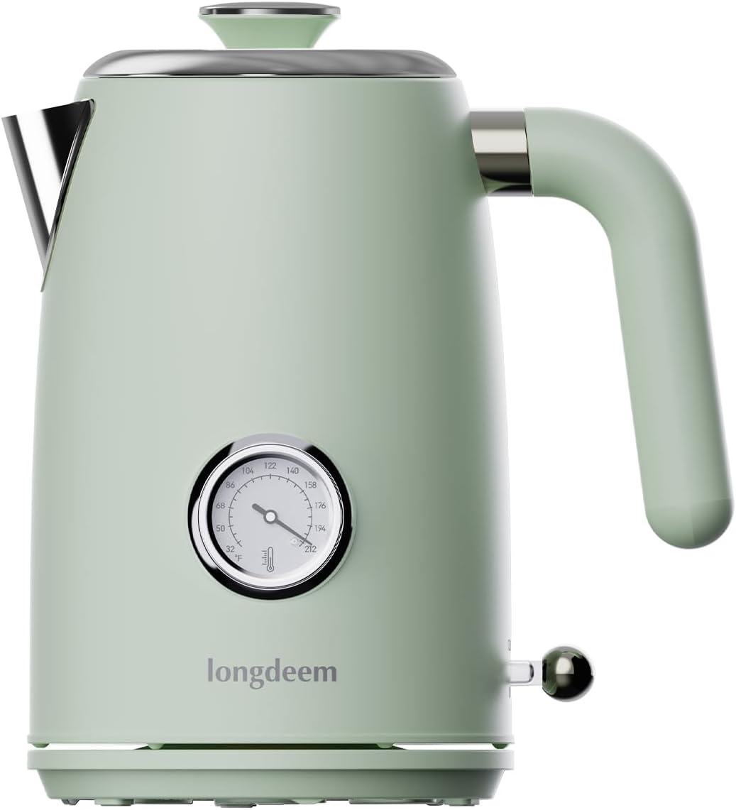 1L Small Electric Kettles Stainless Steel, Portable Travel Mini Hot Water Boiler Heater, Cool Touch Teapot, Auto Shut-Off & Boil-Dry Protection for Cooking, Business Trip and More, Green
