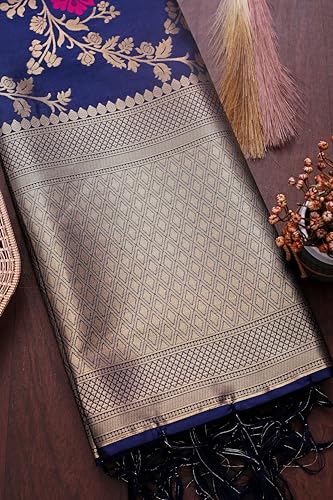 Image of DEVANGI Women's Woven Jacquard Banarasi Silk Printed Dupatta /Chunni with Meena Work, Width 1 Meter, Length 2.5 Meter