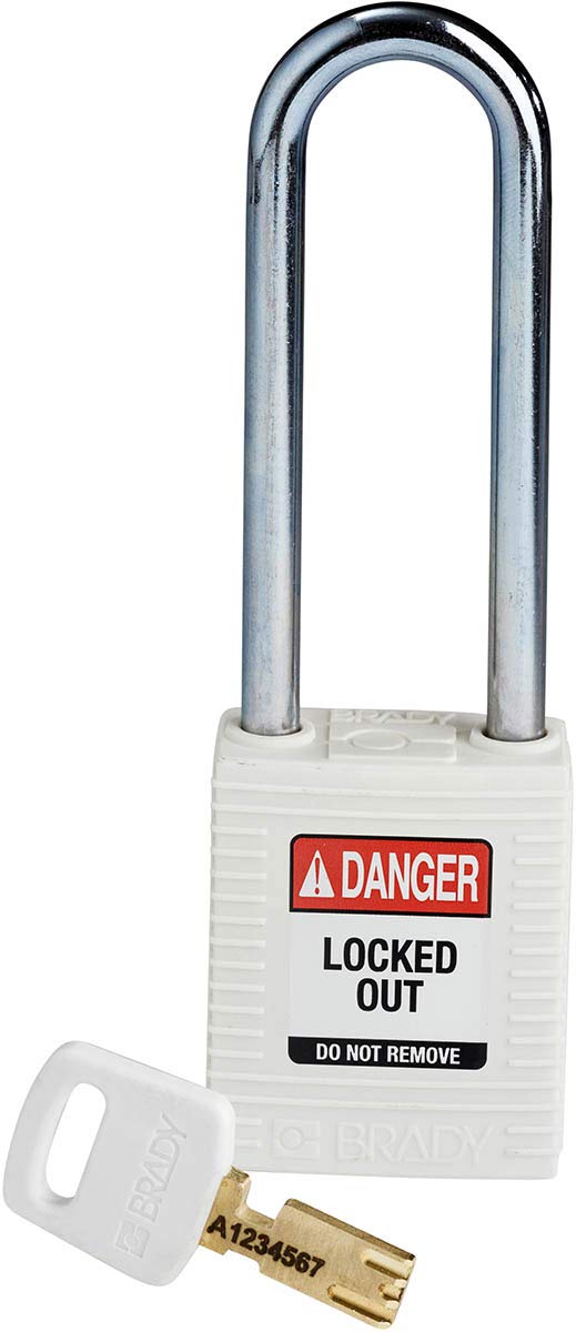 SafeKey Nylon Padlock, 38mm x 122mm x 19mm, White