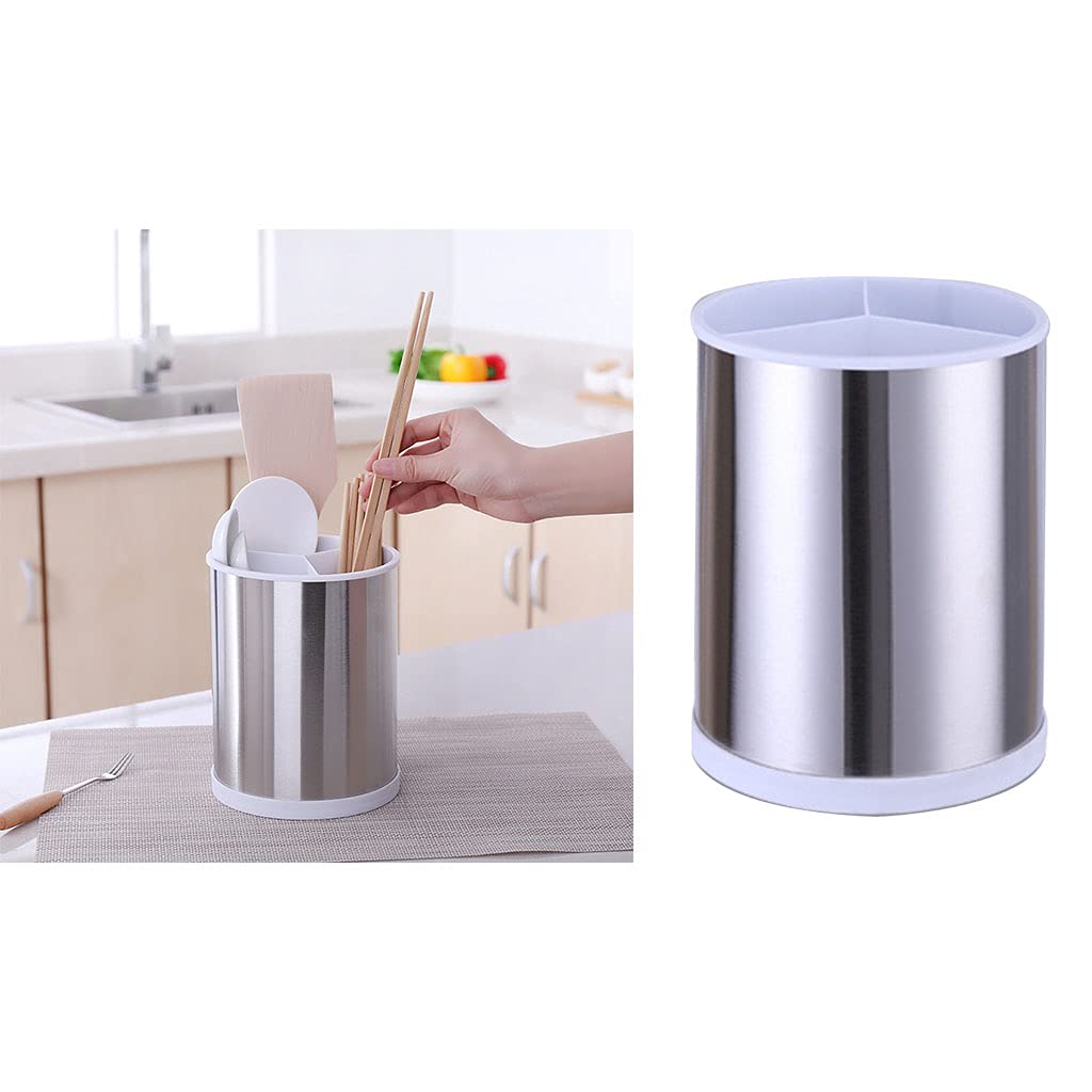 XISAOK Rotary Utensil Holder Multifunctional Spoon Fork Chopstick Storage Cutlery Drain Rack for Kitchen