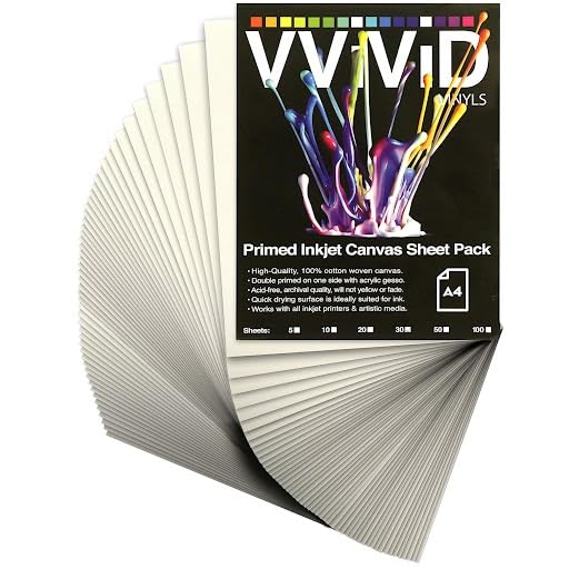 VViViD Inkjet Canvas 100% Real Printable Cotton LTR 8.5 X 11 125lbs. 340gsm 17mil (50 sheets)