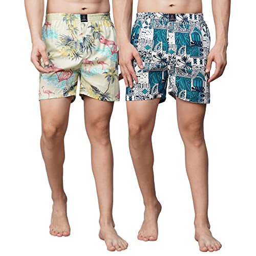 Image of Urban Scottish Ultra-Comfortable Men's Boxer Pants (Pack of 2), 100% Cotton With Stylish Print, Soft & Stretchy Elastic Waist Band, Dynamic Movement & Hardwearing Stitching, Breathable Gentle Snug Fit