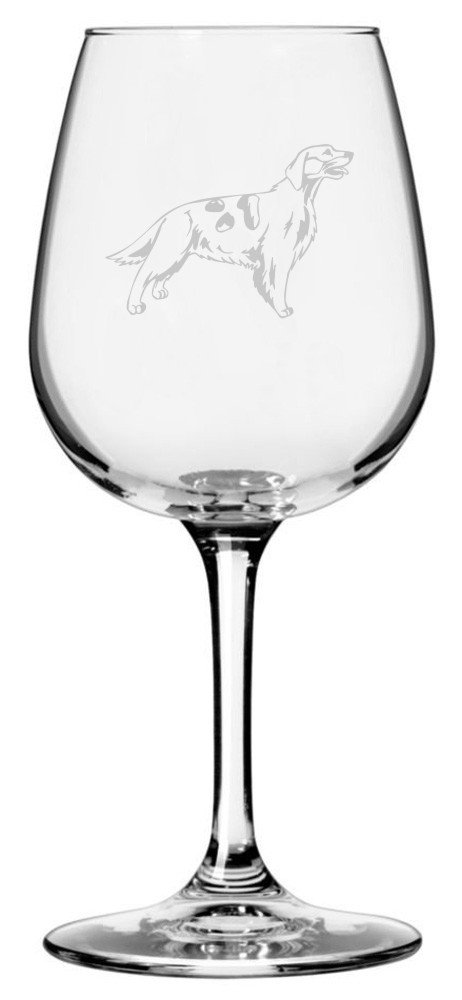 Etched Laser ArtIrish Red and White Setter Dog Themed Etched 12.75oz Wine Glass