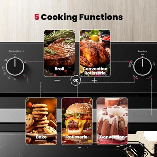Image of GASLAND 24 Inch Gas Wall Oven, 2.12 Cu. Ft., Convection, Digital Timer | Natural Gas Operation,Bake, Broil, ETL Certified for Safety, Digital Timer, 120V Plug, Easy-Clean Interior, Black