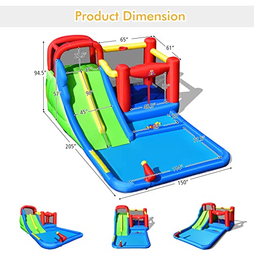 BOUNTECH Inflatable Water Slide, 7-in-1 Dual Slides Kids Water Park Jump Castle, Water Slides Inflatables for Outdoor w/Big Splash Pool, Water Cannon, Kids Backyard Party Water Slide Bounce House - Image 4