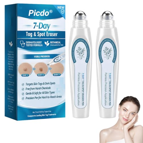 Picdo 7 Day Spot and Tag Remover 2026 New Professional Skin Treatment Serum Picdo Tag and Spot Remover Rollerball for Men and Women Natural Skin Tag Remover Suitable for All Skin Types (2 Pack)