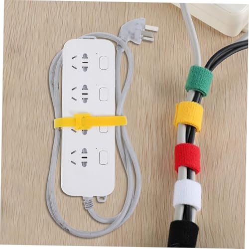 KESYOO 100 piezas Reutilizables Envolturas de Gancho y Bucle para Cables, Organizadores de Cinta Auto-adhesiva para Gestión de Cables de Escritorio y Aparatos, Amarillo 12mm X 300mm miniatura 5