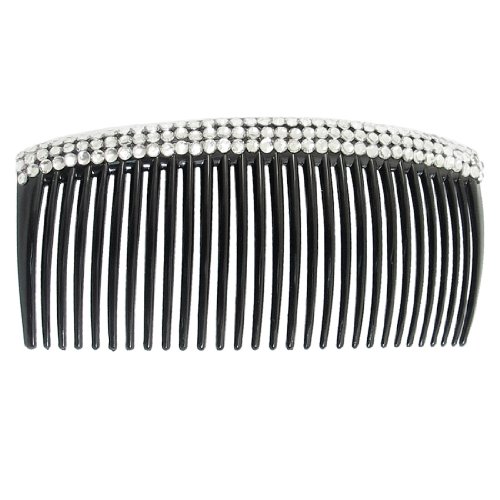 uxcell Bling Triple Rows Crystal Black Comb Hair Pin for Women