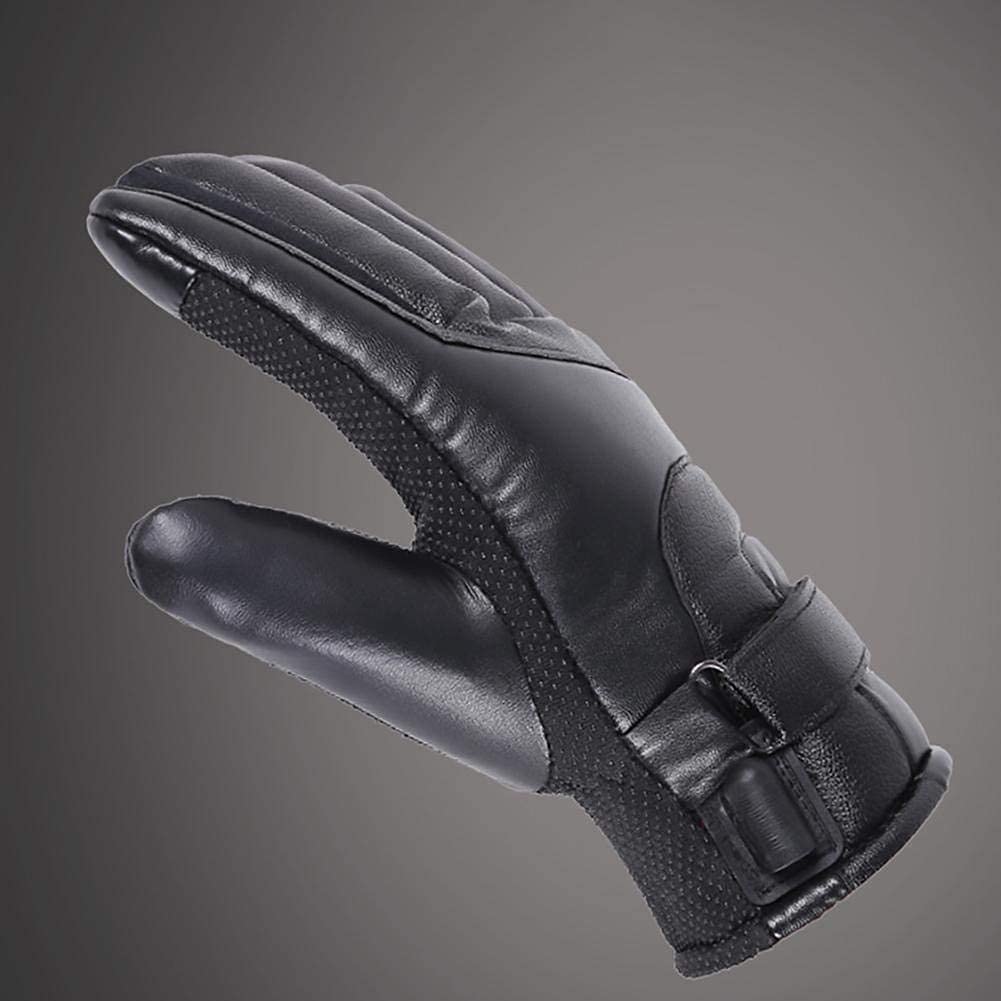 CHEWYNP Guanti Moto Riscaldati Scaldamani Invernali Elettrici Guanti Touchscreen USB Pelle Impermeabile Nero per Donna Uomo Sci Ciclismo