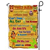 Tiki Bar Sign for Decorations Outdoor, Luau Party Garden Flag Hawaiian Tropical Banner for Outside H