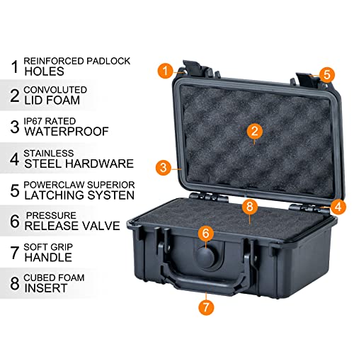 Image of MEIJIA Portable All Weather IP67 Waterproof Protective Case, Hard Case,Camera Case With Customizable Foam,Fit Use of Drones, Cameras,Equipments (Black, 8.12x6.56x3.56inches)