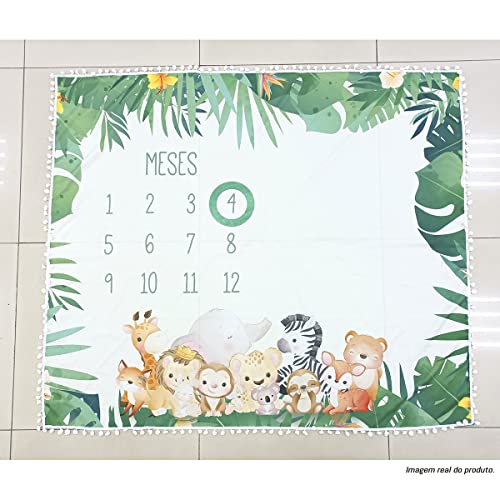 Tapete Cenário Fotos Mesversário Zoológico Pompom 1,25x1,45