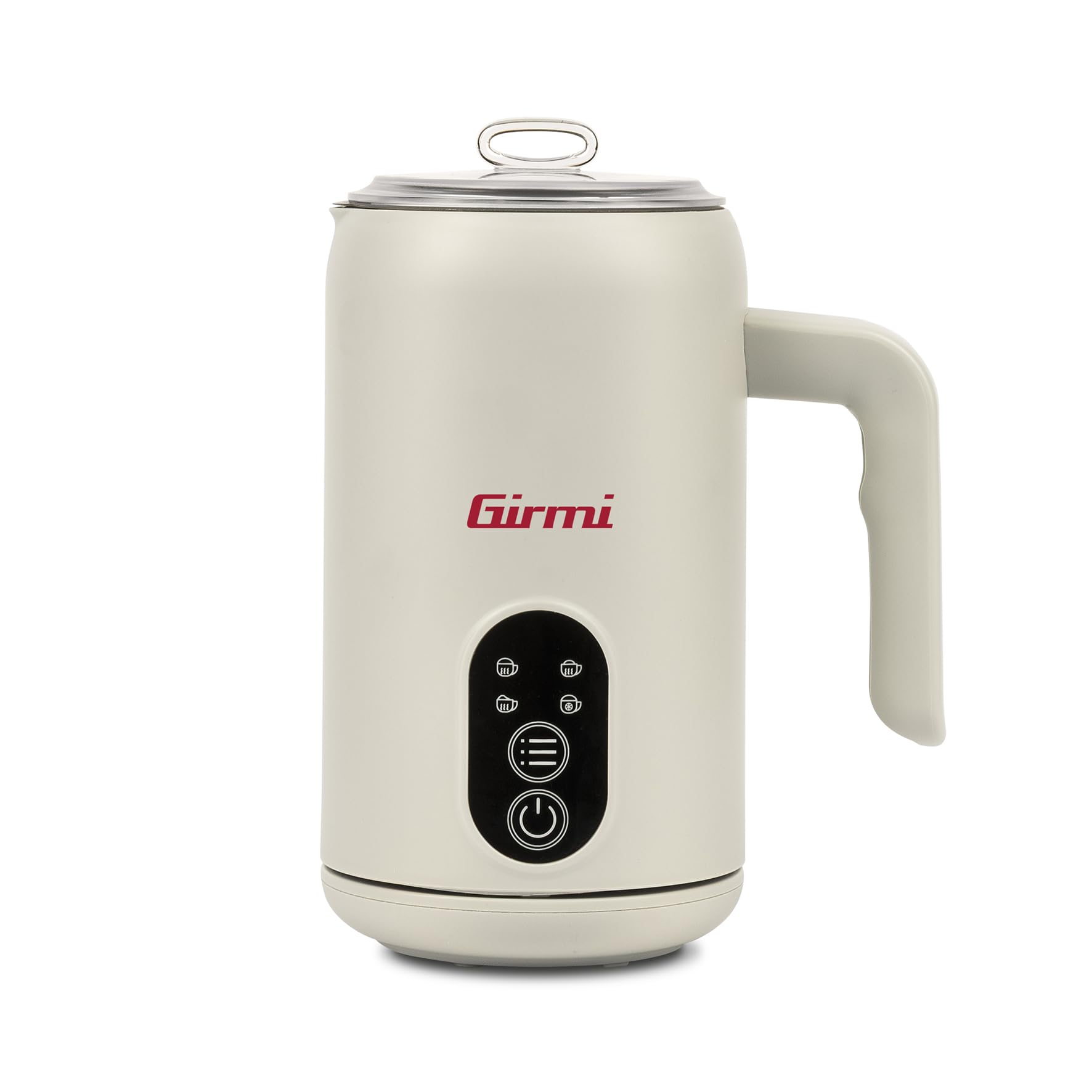 Girmi ML53 Montalatte Elettrico 500W 4 Funzioni Caldo/Freddo, Schiuma Latte Cremosa per Cappuccino e Latte Macchiato, 150/300 ml, Frustino Inox, Base 360°, Touchscreen