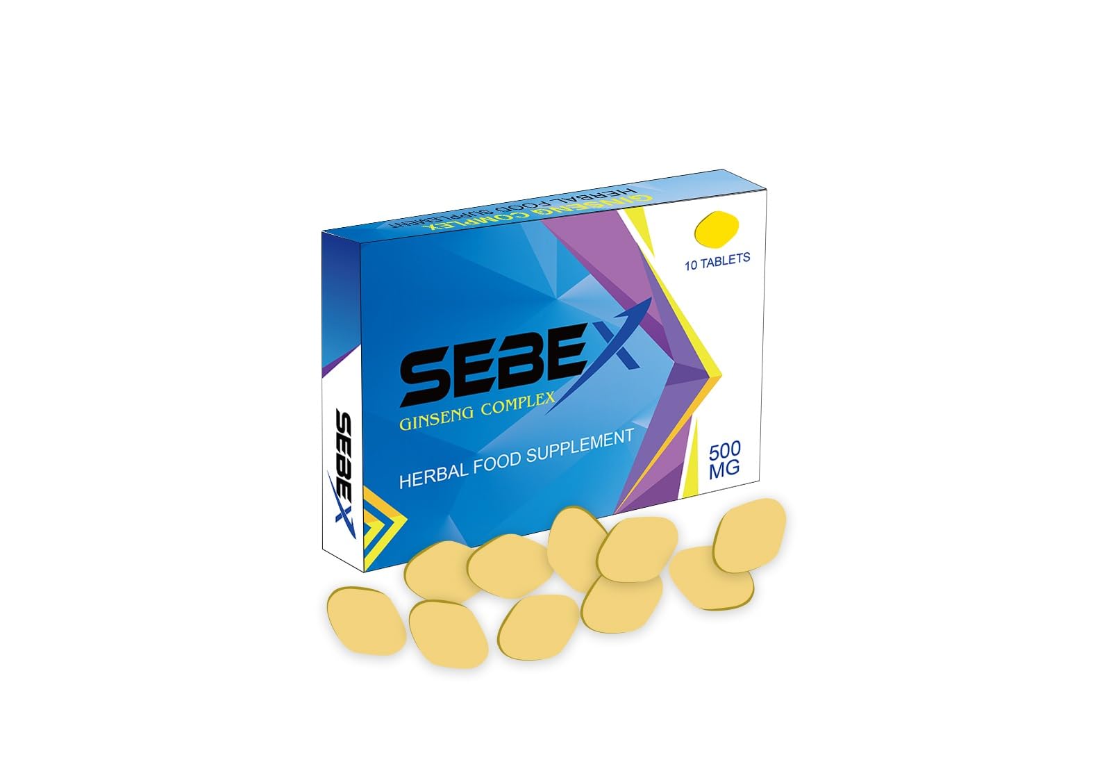 SEBEX 500mg for Men - 10 Fast-Acting Herbal Pills - Supports Stamina Strength Firmness Energy & Vitality - Natural Male Wellness Supplement for Performance Endurance & Circulation Support