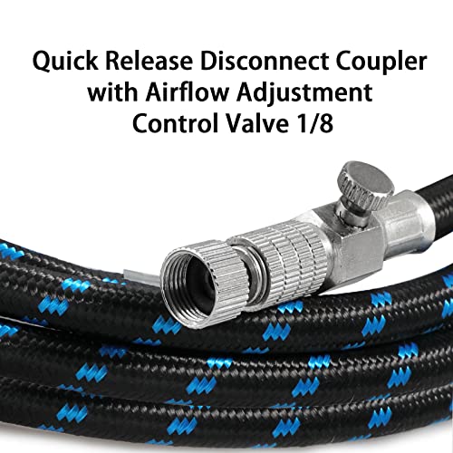 SAGUD Airbrush Hose 6 Foot Braided Rubber Hose with Standard 1/8 Size Fittings on Both End and Air Brush Quick Release Disconnect Coupler… - Image 4