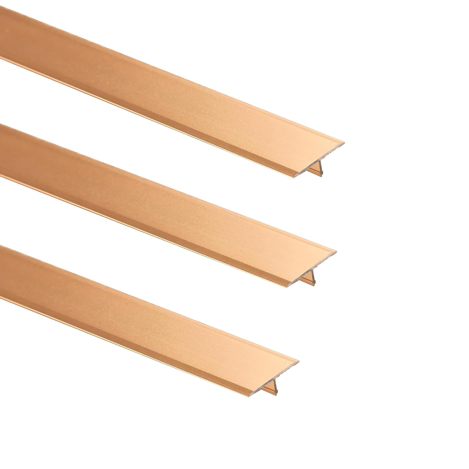 3pcs 2cm Aluminum T Molding Floor Transition Strip Metal Flat Divider Strip for Joining Floor Gaps Laminate Profile Flooring Edge Trim Cover Strips,0.9m Gold — image 1