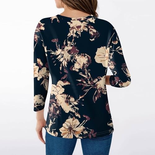 HTHLVMD Womens 3/4 Length Sleeve Tunic Tops Summer Fall Outfits 2025 Three Quarter Sleeve Casual V Neck T Shirts for Women