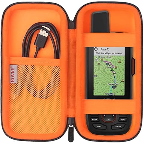 BOVKE Carrying Case for Garmin GPSMAP 64sx / 66i / 66sr / 66s / 65s / 78sc, Garmin inReach Explorer+ Hiking Handheld GPS and Satellite Communicator, Mesh Bag fit USB Cable and Accessories, Black Cover