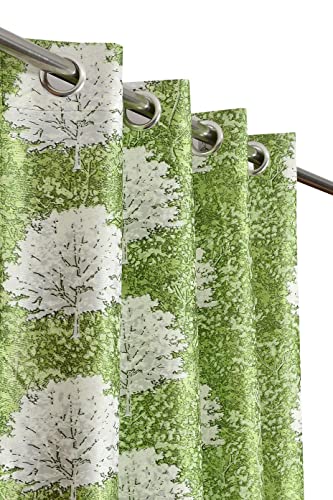 Image of Polyester Curtains 7 Feet Long Set of 2 for Door (Green 4 ft x 7 ft)