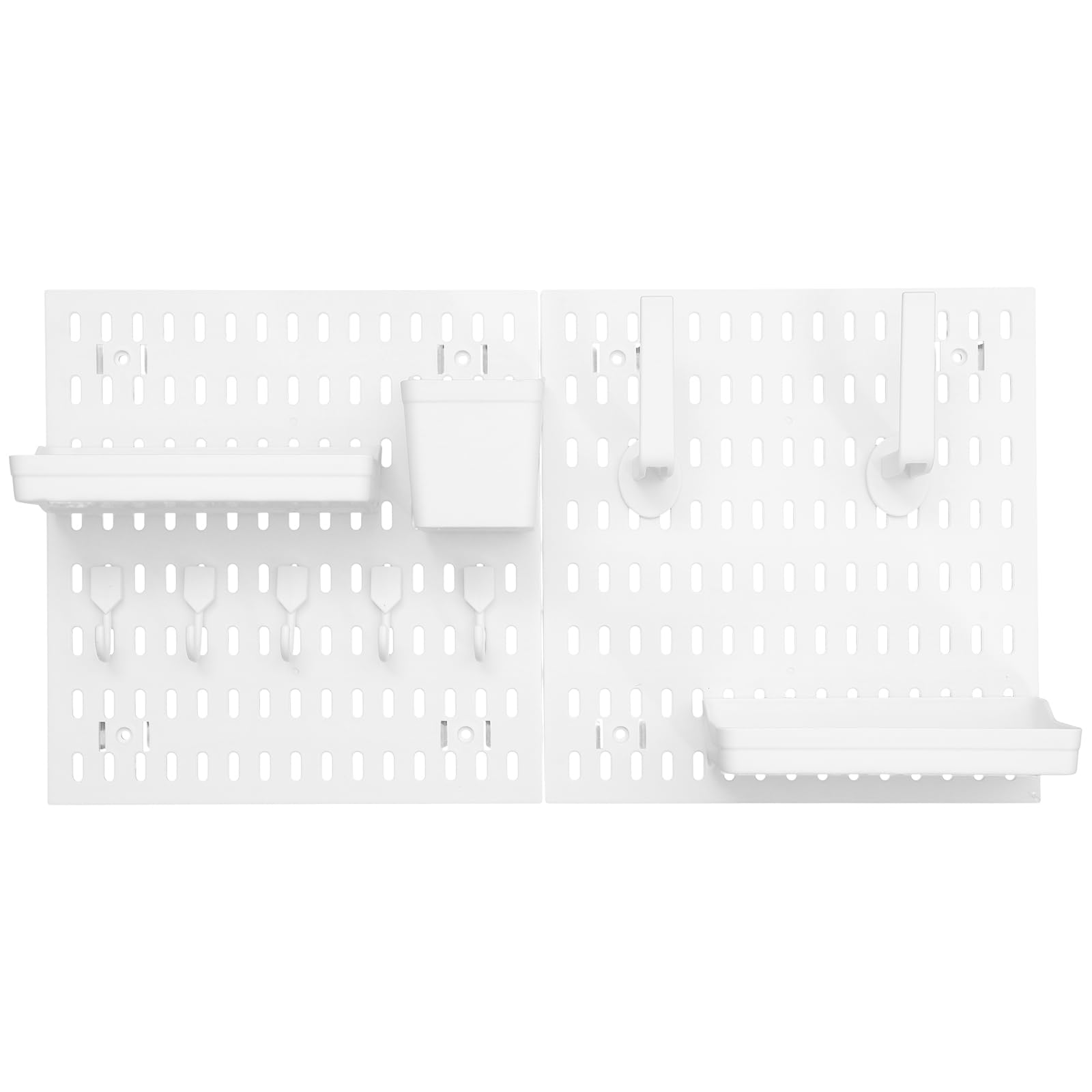 Tofficu Kit de Tablero Perforado de Pared Blanco de Plástico con Ganchos y Estantes para Cocina y Baño Diseño Multifuncional y Aprovechamiento de Espacio