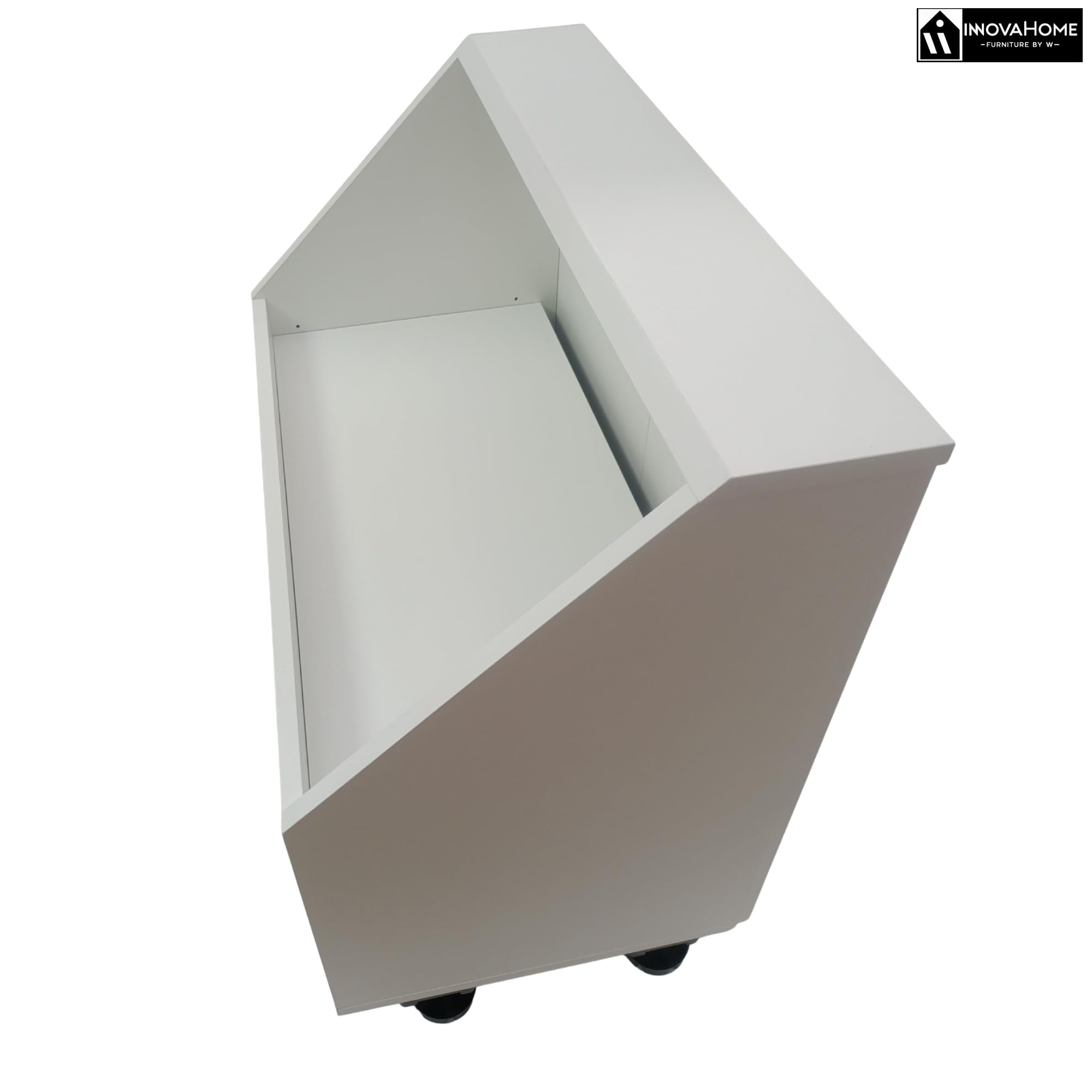INNOVAHOME Armario Abuhardillado 80cm – Mueble Bajo Tejado con Estructura Maciza de 18mm (Cuerpo y Trasera), Tiradores de Metal y Estante Ajustable – Blanco Glacial