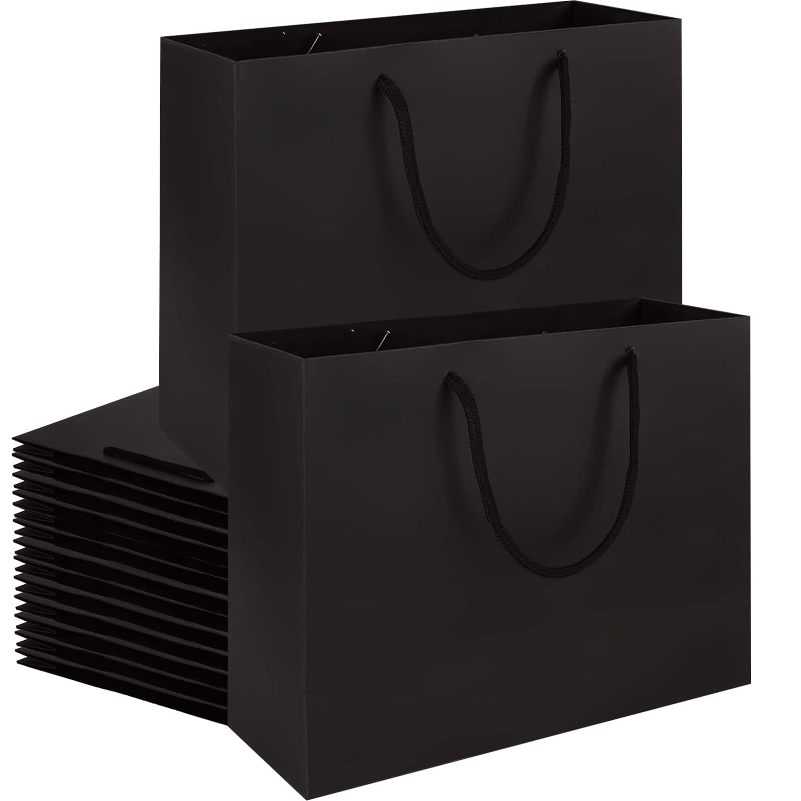 APACALI 20 Pack Black Gift Bags, 27 X 10 X 21cm Paper Bags With Handles