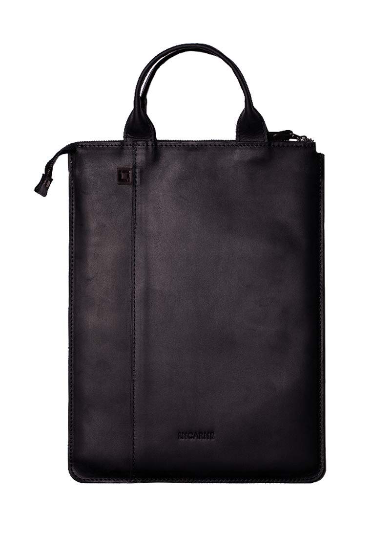 INCARNE Leather Laptop Bag, 15.6 inch Laptop Case, Slim MacBook Sleeve Men Women, Office Business Sleeve with Handles (Black, New MacBook Pro 16" 2021-2022 // Pro 16" 2019-2021)