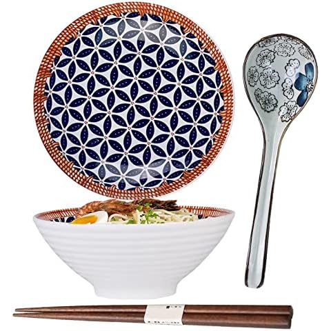 Cuenco de Cerámica para Ramen con Palillos y Cucharas Cover