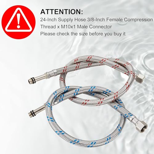 2 Stück Anschlussschlauch Armatur, G3/8 x M10 Geflochtener Edelstahl Anschlussschlauch Panzerschlauch 60cm Wasserhahn Schlauch Verlängerung für Schlauch Wasserhahn Mischbatterie