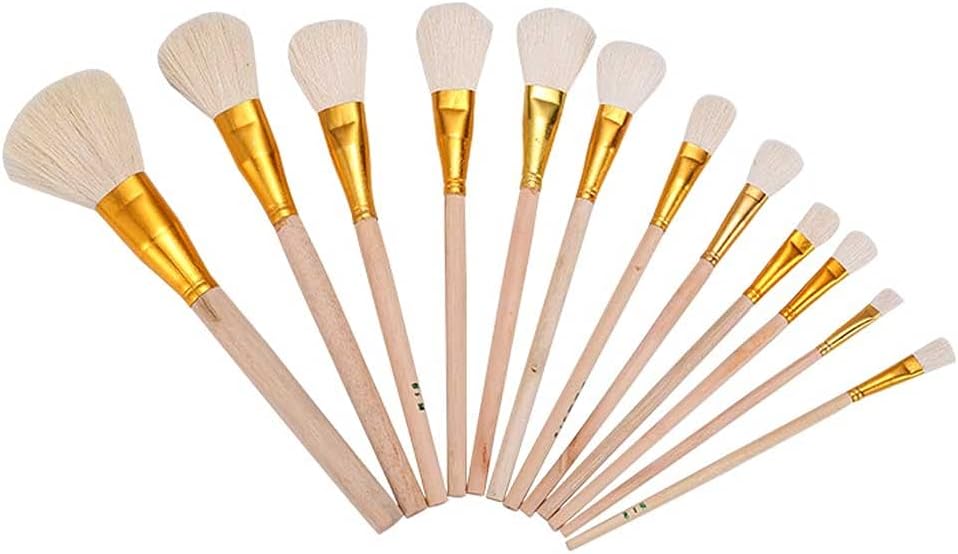 12 Pcs Brushes Set for Art Painting Oil Acrylic Watercolor Drawing Craft DIY Kid
