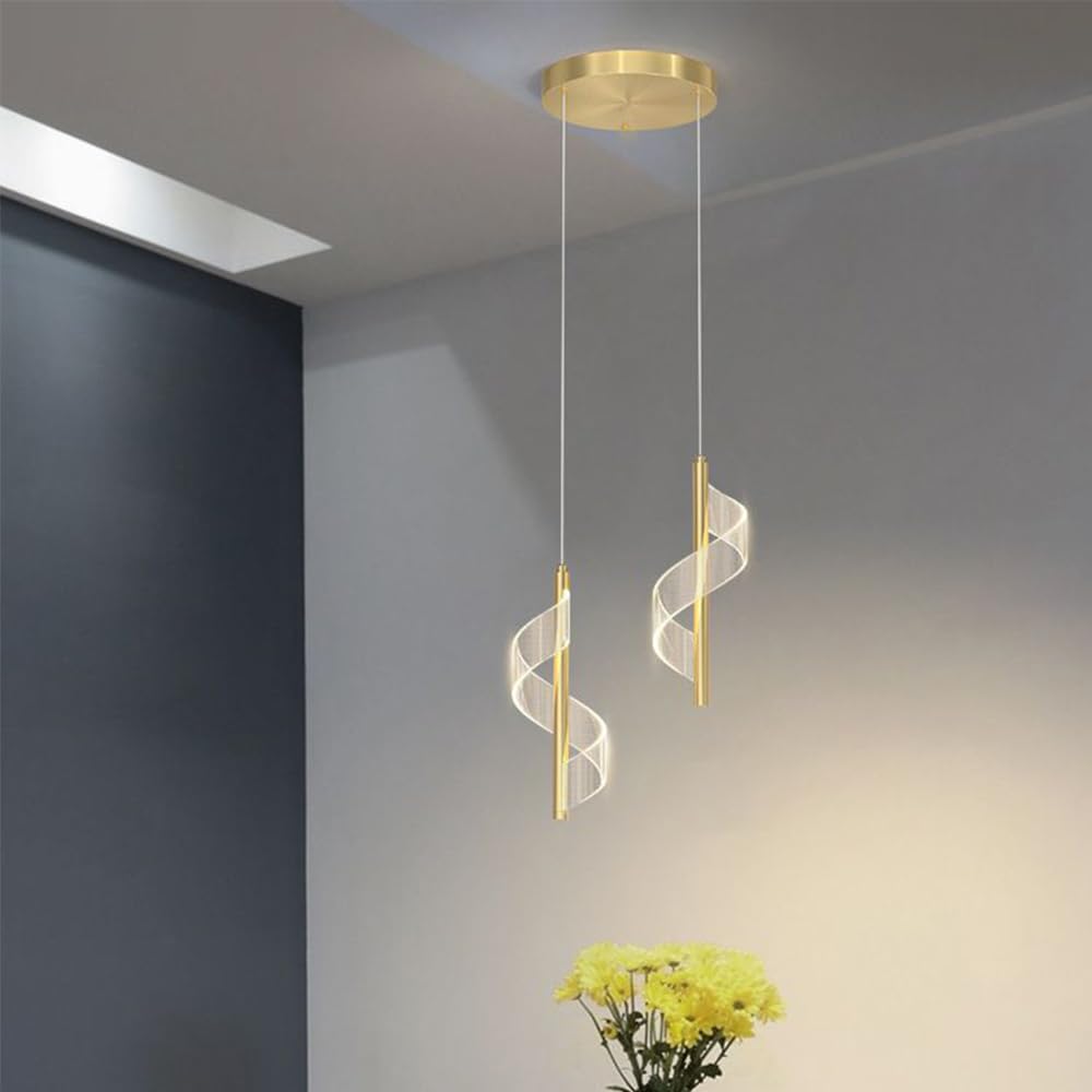 Mengjay Nórdica Moderno Lamparas Colgantes de Techo Diseño lineal,LED Lámpara Colgante en metal, Plafon Led Techo Lámpara de Araña para Sala de Estar Dormitorio Mesita Noche Comedor (Oro, S)
